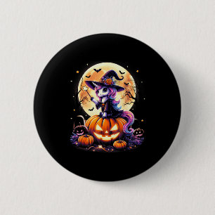 Cute Eenhoorn Heks Pompoen Halloween Truien Meisje Ronde Button 5,7 Cm