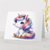 Cute Eenhoorn Kaart (Gele Bloem)