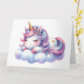 Cute Eenhoorn Kaart (Gele Bloem)