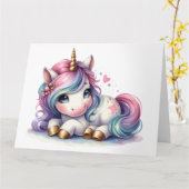 Cute Eenhoorn Kaart (Gele Bloem)