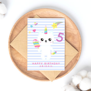 Cute Eenhoorn Kat - Aangepaste Leeftijd Kinderen V Briefkaart