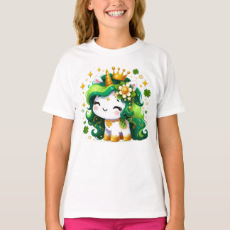 Cute Eenhoorn Klaver St Patricks Dag Meisjes Kinde T-shirt