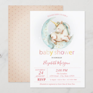 Cute Eenhoorn Maan Gestippelde Baby Shower Kaart