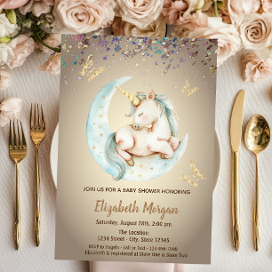 Cute Eenhoorn Maan Vlinder Confetti Baby Shower Kaart
