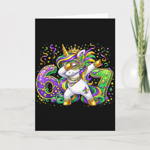 Cute Eenhoorn Mardi Gras Masker Carnaval Voor Meis Kaart