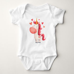 Cute Eenhoorn met Hartjes – Magische Kinderen Romper