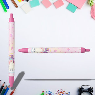 Cute Eenhoorn Pen met Roze Sterren voor Meisjes