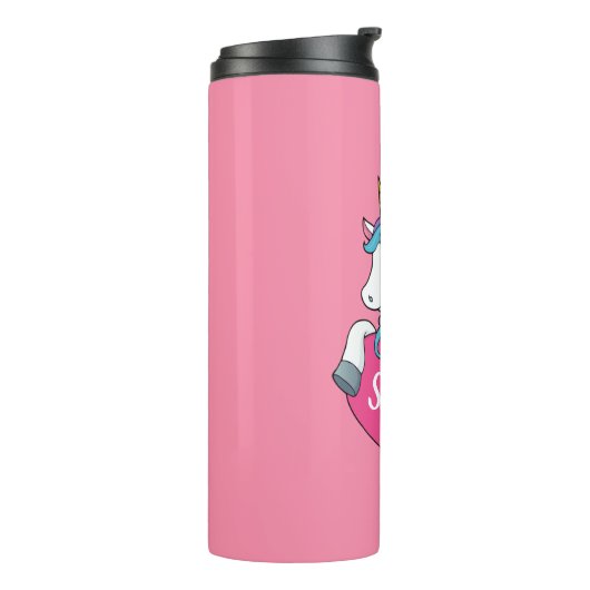 Cute Eenhoorn Persoonlijke Naam Thermosbeker (Gedraaid links)