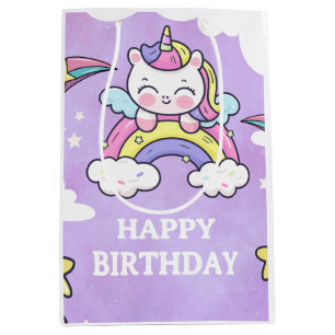 Cute Eenhoorn Regenboog Verjaardagsuitnodiging Me Medium Cadeauzakje