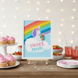 Cute Eenhoorn Regenboog Zoete Traktaties Verjaarda Poster