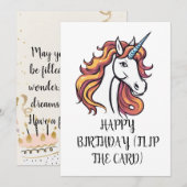 Cute eenhoorn verjaardagskaart kaart (Voorkant / Achterkant)
