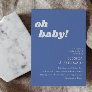 Cute Eenvoudige Franse Blauwe Moderne Oh Baby Show Kaart