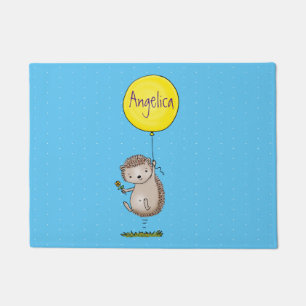Cute egel en ballonpatroon van cartoon deurmat