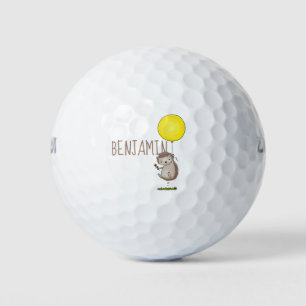 Cute egel en ballonpatroon van cartoon golfballen