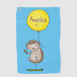 Cute egel en ballonpatroon van cartoon golfhanddoek