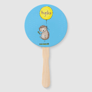 Cute egel en ballonpatroon van cartoon handwaaier