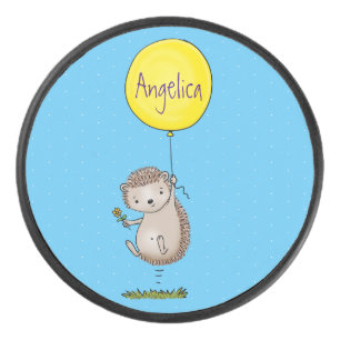 Cute egel en ballonpatroon van cartoon hockey puck