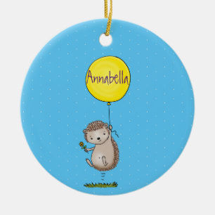 Cute egel en ballonpatroon van cartoon keramisch ornament