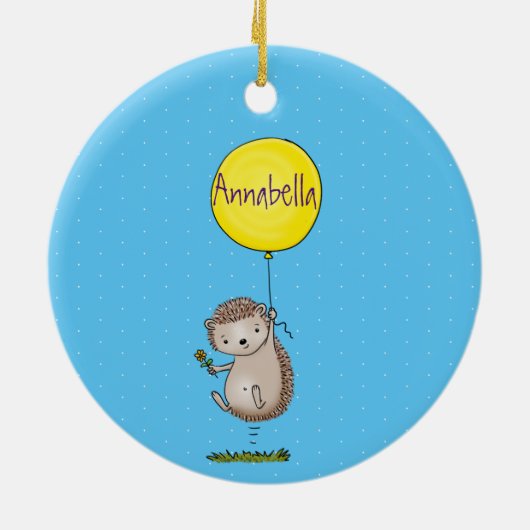 Cute egel en ballonpatroon van cartoon keramisch ornament (Achterkant)