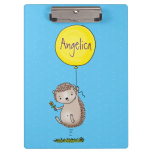 Cute egel en ballonpatroon van cartoon klembord