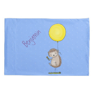 Cute egel en ballonpatroon van cartoon kussensloop