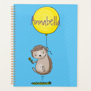 Cute egel en ballonpatroon van cartoon planner