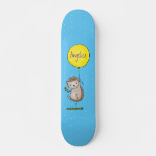 Cute egel en ballonpatroon van cartoon skateboard