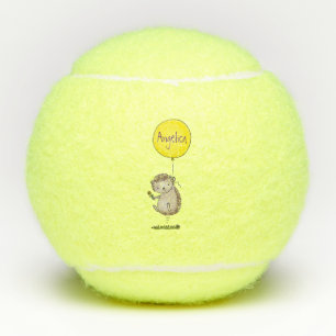 Cute egel en ballonpatroon van cartoon tennisballen