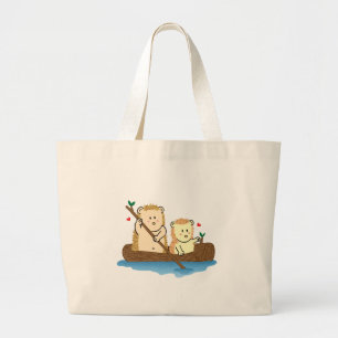Cute Egel Koppel Roeiend Op Houten Kofferbak Boot Grote Tote Bag