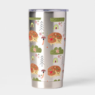 Cute Egel Natuur Bloemrijk Regenboog Patroon Geïsoleerde Drinkbeker