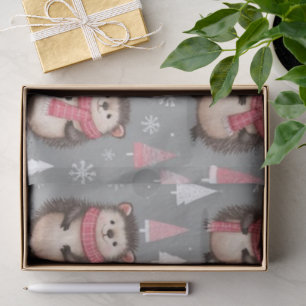 Cute Egel Patroon Roze  Grijs Kerst  Tissuepapier