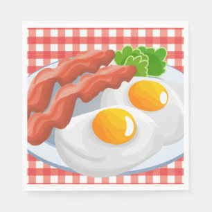 Cute egg bacon party Breakfast paper napkins Servet