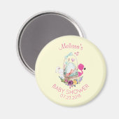 Cute Egg, Roze Flamingo & Bunny, Baby shower Magneet (Voorkant / Achterkant)