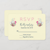 Cute Egg, Roze Flamingo & Bunny Waterverf RSVP (Voorkant / Achterkant)