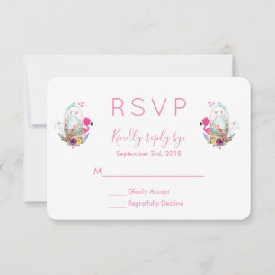Cute Egg, Roze Flamingo & Bunny Waterverf RSVP