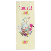 Cute Egg, Roze Flamingo & Bunny, Waterverf Wijn Cadeautas (Achterkant)