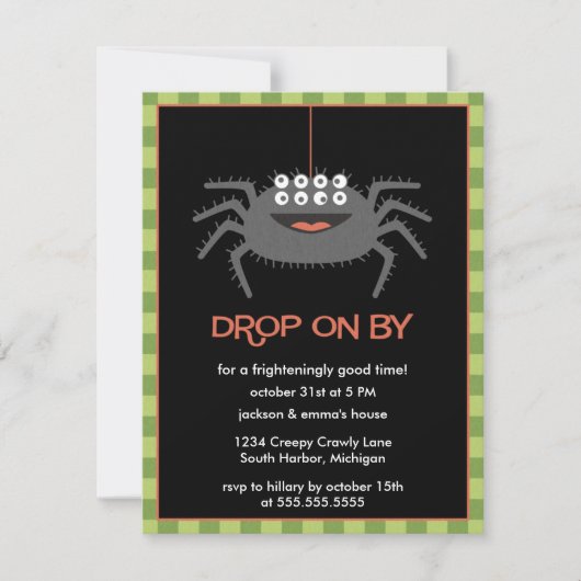 Cute Eight Eyed Spider Halloween Party-uitnodiging Kaart (Voorkant)