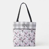 Cute EKG Nurse | Doctor Med Pattern Monogram Draagtas (Achterkant)