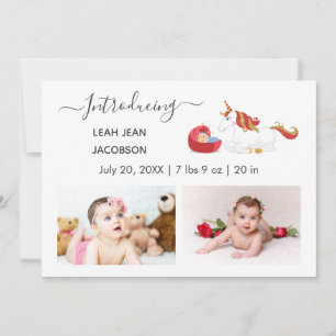 Cute Elegant Baby Photo Birth Announding Unicorn Aankondiging
