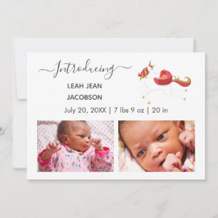 Cute Elegant Baby Photo Birth Announding Unicorn Aankondiging