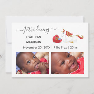 Cute Elegant Baby Photo Birth Announding Unicorn Aankondiging