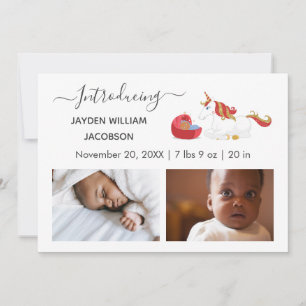 Cute Elegant Baby Photo Birth Announding Unicorn Aankondiging