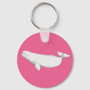 Cute Elegant Beluga Whale Book Illustration Pink Sleutelhanger