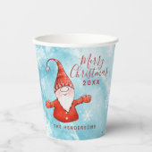 Cute Elegant Blue Red Merry kerst Papieren Bekers (Voorkant)