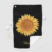 Cute Elegant Boho Art Yellow Waterverf Sunflower Golfhanddoek (Insitu)