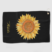 Cute Elegant Boho Art Yellow Waterverf Sunflower Golfhanddoek (Horizontaal)