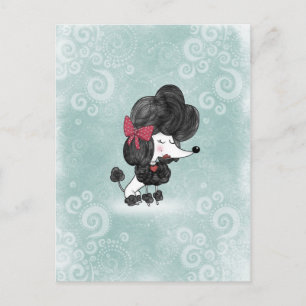 Cute elegant Franse poodle girly cartoon Briefkaart