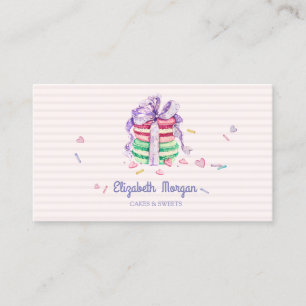 Cute Elegant Macarons, Sweets, Striped Visitekaartje