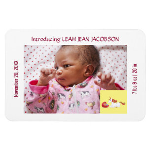 Cute Elegant New Baby Unicorn Birth Notice Magneet