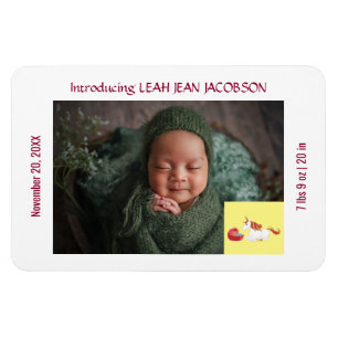 Cute Elegant New Baby Unicorn Birth Notice Magneet